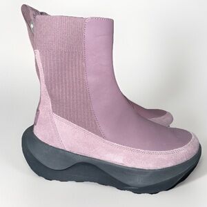 The North Face Halseigh Knit Platform Leather Boots Purple Women’s Size 6 New